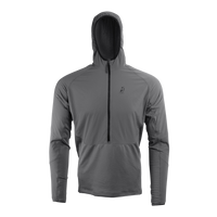 front view of gray men's fleece hoodie
