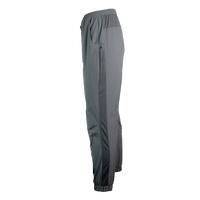 side view of men's gray trail joggers with full length side vent