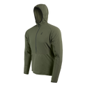 side view of olive green fleece hoodie for men