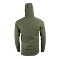 rear view of olive green men's fleece mid layer