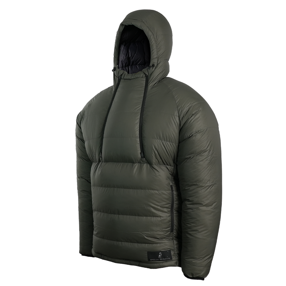 A down anorak jacket shown from a three-quarter angle against a plain white background.