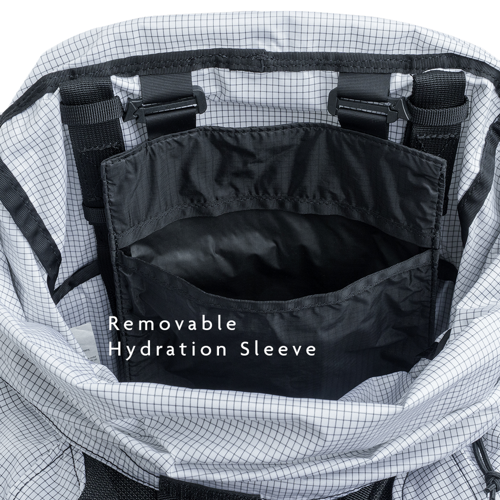 Interior view of backpack showing removable hydration sleeve.