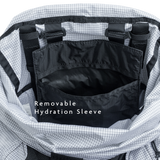 Interior view of backpack showing removable hydration sleeve.