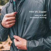 close view of YKK zipper on Ventus Active Hoodie