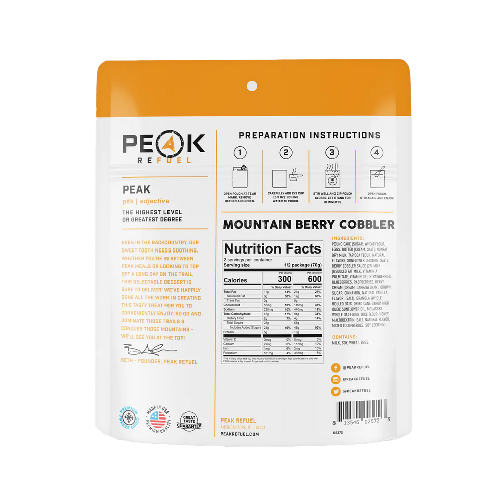 Peak Refuel Premium Freeze Dried Cobbler