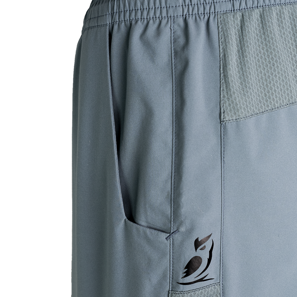 close view of hip pocket on blue Skyline Trail joggers