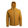 Front view of Outdoor Vitals Zulu Down Jacket in Thai Curry Yellow highlighting ExpeDry™ down and wind-resistant Zero Stitch™ shell.