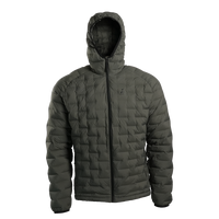 Front view of Outdoor Vitals Zulu Down Jacket in Chimera Gray featuring performance baffling and technical alpine-ready warmth.