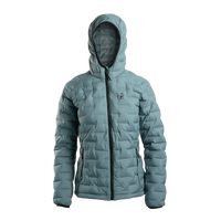 Outdoor Vitals Women’s Zulu Down Jacket in Bluestone – front view featuring full-zip closure, hood, and lightweight backcountry insulation.
