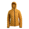 Outdoor Vitals Women’s Zulu Down Jacket in Thai Curry Yellow – front view emphasizing technical down warmth for ultralight backpacking.