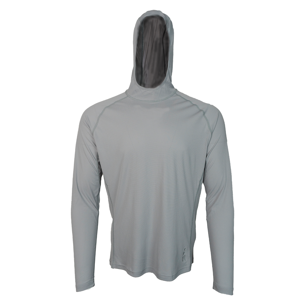 men's gray ultralight sun hoodie front view