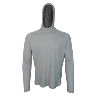 men's gray ultralight sun hoodie front view