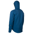 left rear view of men's blue active mid layer