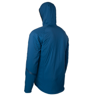 left rear view of men's blue active mid layer