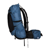 Side view of the Shadowlight Ultralight Backpack with a focus on side pockets & hip belt
