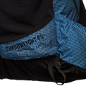 The Shadowlight Ultralight Backpack featuring a blue and black color scheme & 60L capacity