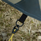 close view of removable stake line on trekking pole tent