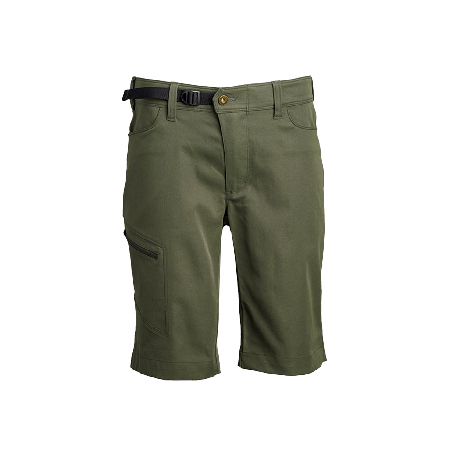 front view of men's green hiking shorts