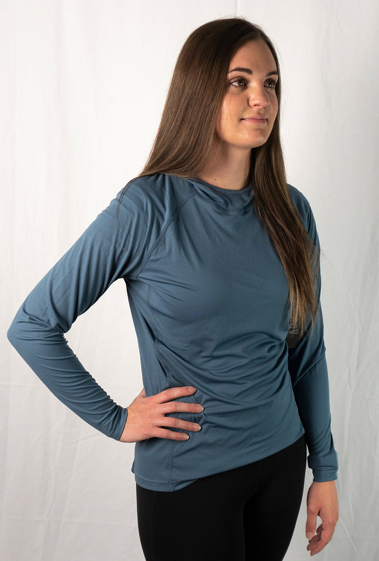 Blue - Woman wearing the blue Altitude Sun Hoodie