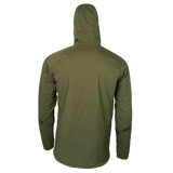 rear view of men's technical hiking hoodie for backpacking