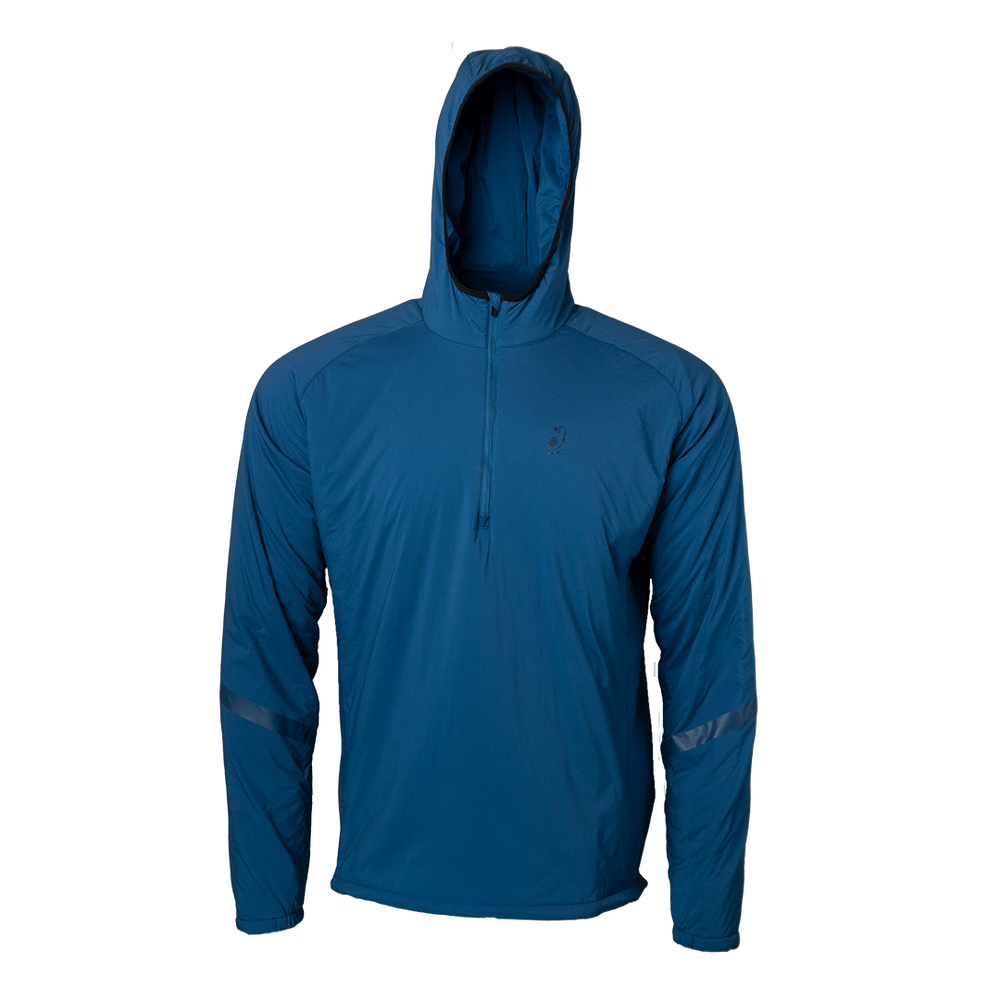 men's blue active mid layer hoodie front view