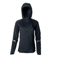 front view of women's black mid layer hoodie